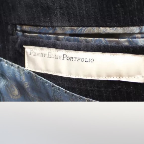 Perry Ellis Men Blazer Navy Blue Corduroy 2 Buttons 40R 100% Cotton - Picture 3 of 11